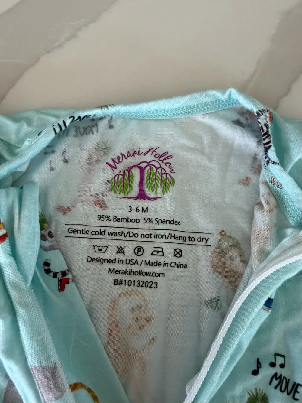 Meraki Hollow Move It Animals Dancing Print Bamboo Zippy Sleeper 3-6M